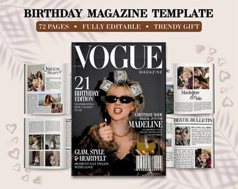 Plantilla de revista de cumpleaños para regalo de mejor amiga / Regalos de cumpleaños editables en Canva para mejor amiga / Recuerdo emotivo de cumpleaños / Libro personalizado para mejores amigas