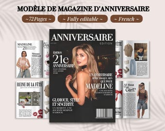 French Birthday Magazine Template | Personalized Custom Birthday Gift For BestFriend | Editable Canva Magazine | French Bestie Keepsake Gift