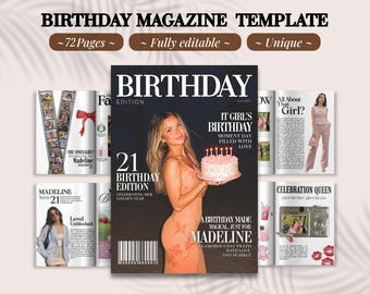 Birthday Magazine Template Canva | Personalized Custom Birthday Gift For BestFriend | 18th Birthday Magazines | Sister or Bestie Keepsake