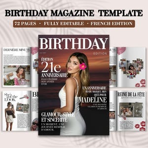 FRENCH VERS. Canva Birthday Magazine Template For Best Friend | Anniversaire Personnalisé Magazine | BestFriend Gifts | Bday Gift For Her