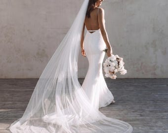 Velo de novia catedral, tul italiano, velo de novia sencillo, accesorios de novia
