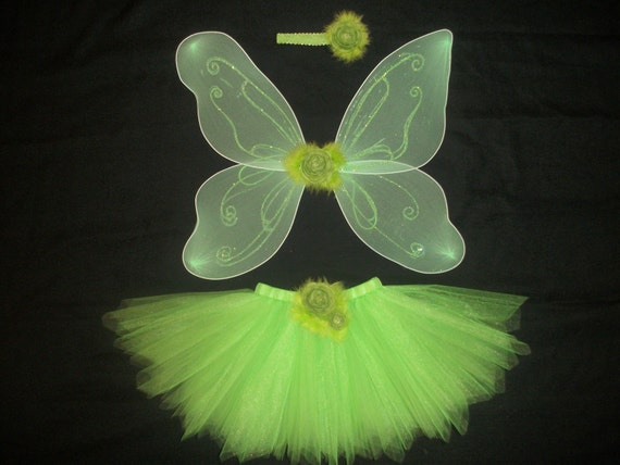 Tinkerbell tutu costume with wings and headband custom made in | Etsy