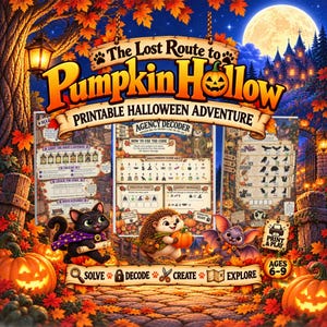 Halloween-Aktivitätsbuch zum Ausdrucken für Kinder von 6–9 Jahren: Rätsel & Geheimcodes