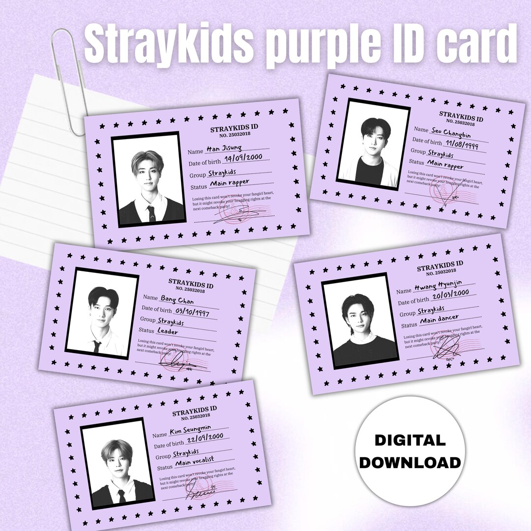 Straykids Purple ID Cards, Digital Download - Stampabili - Etsy