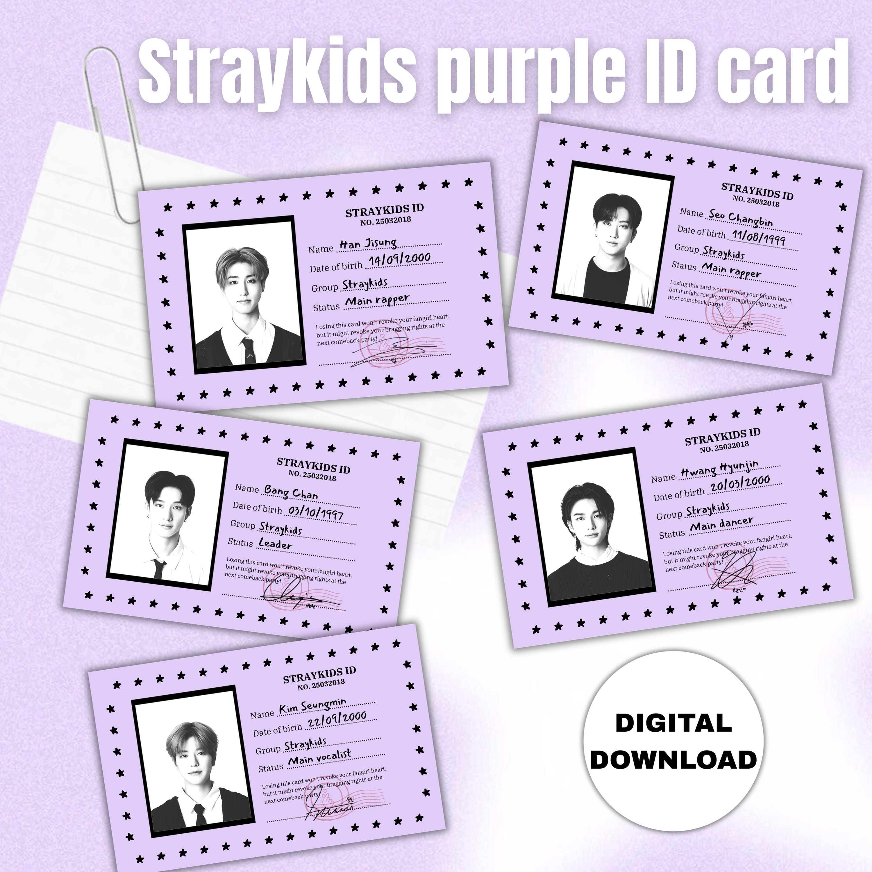 Straykids Purple ID Cards, Digital Download - Stampabili - Etsy