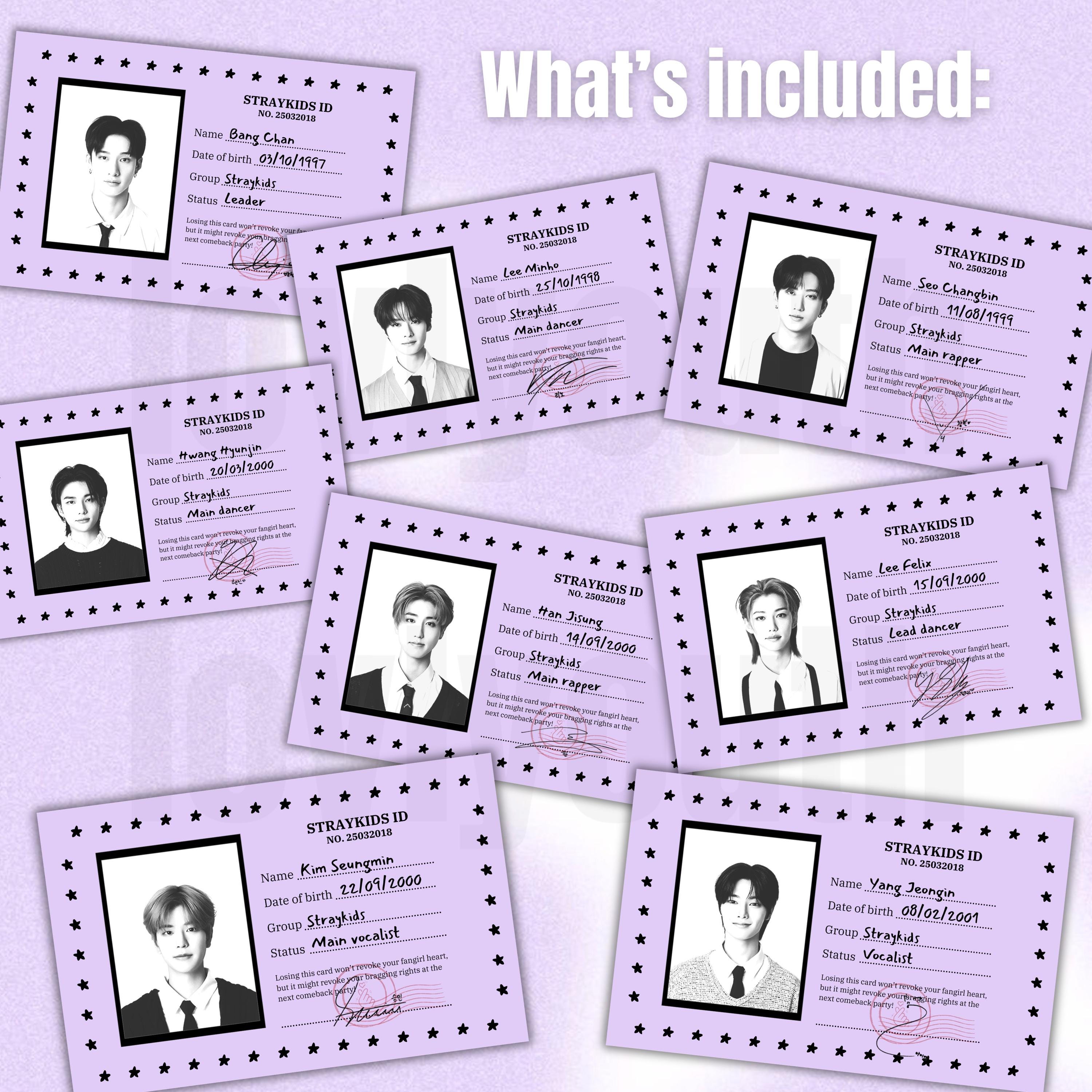 Straykids Purple ID Cards, Digital Download - Stampabili - Etsy