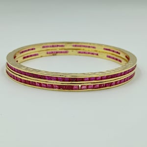 22K guldpläterat rubinarmbandsset | Traditionellt indiskt bröllopsarmband, festliga smycken