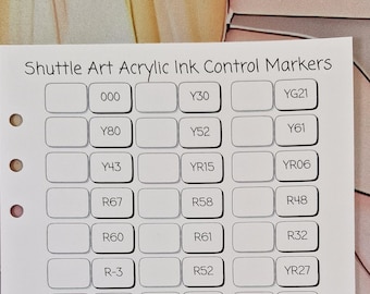Shuttle Art Acrylic Markers Swatch Sheet PDF – 60 Colours Set Chart – Printable Download
