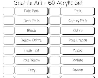 Shuttle Art Acrylic Marker Swatch Sheet: 60 Color Chart (Printable PDF)
