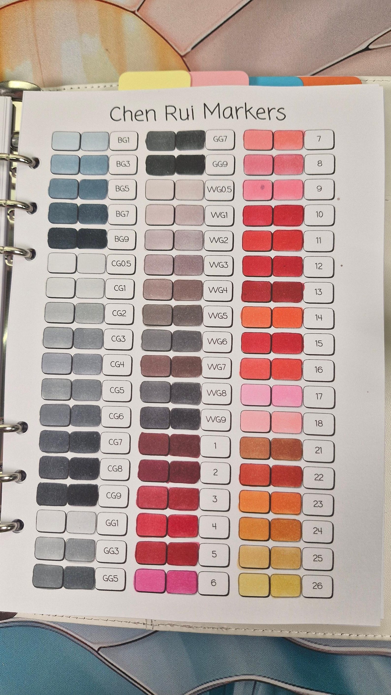 Chen Rui 168 Marker Swatch Chart: 4-page Printable PDF - Etsy