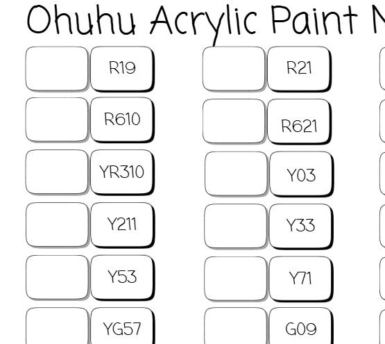 Ohuhu 48 Acrylic Marker Swatch Chart: Printable Color Test Sheet (PDF ...