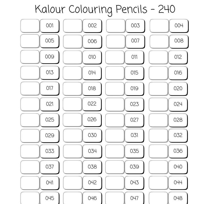 Kalour 240 Colouring Pencils Swatch Sheet | Printable PDF - Etsy