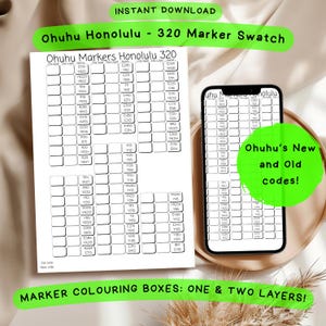 Ohuhu 320 Marker Swatch Chart: 7-Page Color Palette chromatic order (Digital Download)