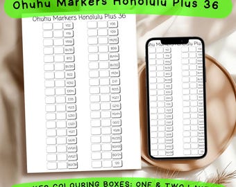 Ohuhu Honolulu Plus 36 Marker Swatch Sheet - Printable PDF