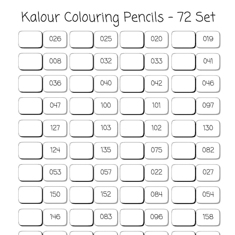 Kalour 72 Colouring Pencils Swatch Sheet | Printable PDF - Etsy