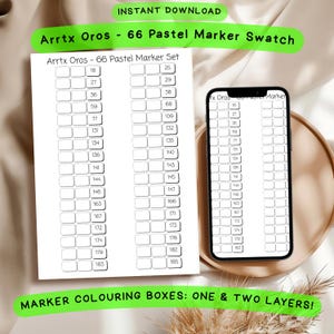 Arrtx Oros 66 Pastel Marker Swatch Sheet PDF – Customisable Blank Colour Chart