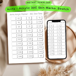 Arrtx Acrylic Marker Swatch Sheet: 30C Skin Tone (Printable PDF)