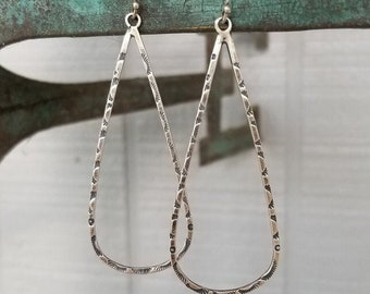 Sterling Silver Teardrop Dangle Earrings, Southwest Hippie Style, Yellowstone, Dutton Style