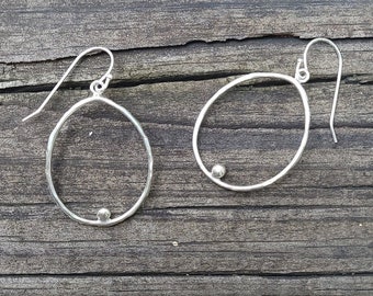 Rustic Oval Sterling Silver Earrings, Artisan Made, Daily Wear Earrings