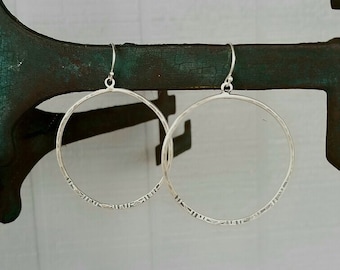 Circle Hoop Sterling Silver Southwest Earrings, Artisan Made, Yellowstone Dutton Style