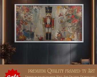 Nutcracker Frame TV Digital Download 4K Holiday Wall Art Festive Winter Decor Christmas Painting