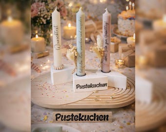 Kerzenhalter/ Pustekuchen / Tortenstück/ Kuchenstück mit Geburtstagskerzen / Pustekerze / Kindergeburtstag/ Geburtstag / personalisiert