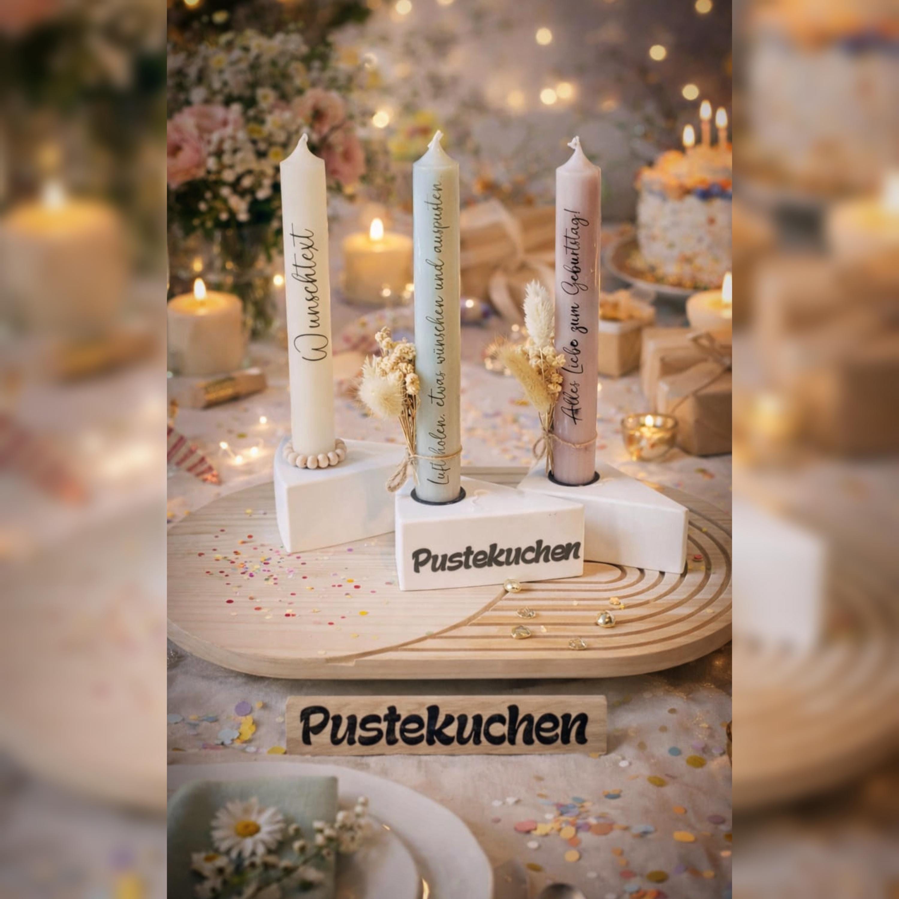 Kerzenhalter/ Pustekuchen / Tortenstück/ Kuchenstück mit Geburtstagskerzen / Pustekerze / Kindergeburtstag/ Geburtstag / personalisiert