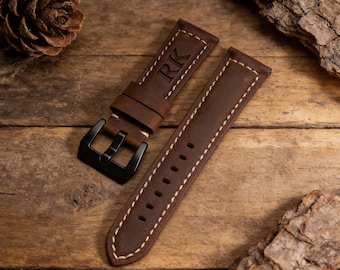 Correa de reloj personalizable, correa de cuero para reloj, 20 mm, 22 mm, 24 mm, 26 mm, 38 mm, 40 mm, 42 mm, 44 mm
