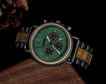 Reloj de nogal grabado para esposo, regalo de aniversario para esposo, regalos de lujo para él