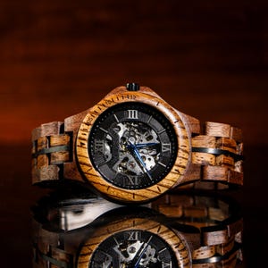 Engraved Wood Watch for Men, Customized Wooden Watch, Personalized Gift for Him, Boyfriend Gift, Anniversary Gift for husband, Birthday Gift brown