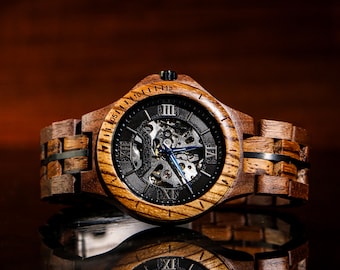 Engraved Wood Watch for Men, Customized Wooden Watch, Personalized Gift for Him