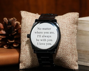 Reloj grabado, regalo para relaciones a distancia, reloj con grabado personalizado, regalo grabado para novio, ideas de regalos únicos para hombres