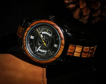 Reloj de nogal grabado para esposo, reloj para hombre grabado, regalo grabado para esposo, regalo de cumpleaños para él, regalo de aniversario, regalo único para él