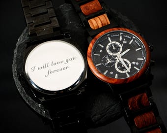 Wooden Watch For Him, Unique Gift For Him,Engraved Mens Watch,Engraved Gift for Husband,Birthday Gift for Him,Personalized Watch for men