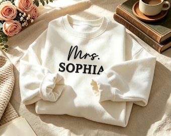 Sudadera personalizada con relieve para regalo de compromiso para futura esposa, sudadera para nueva esposa, regalo para futura novia, sudadera para novia, ideas para regalos de novia.