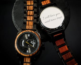 Personalized Engraved Men's Watch,Engraved Walnut Watch for Husband,Anniversary Gift For Husband,Luxury Gifts For Him,Mens Wedding Gift