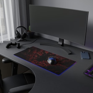 LED Gaming Mouse Pad with RGB Light, Computer Desk Accessory, Ideal for PC Gamers, Gift for Gamers, Office Decor