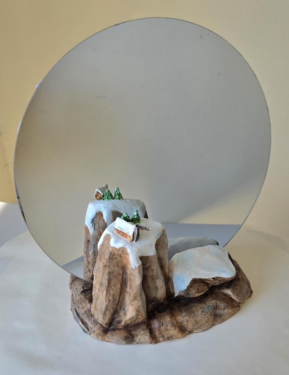 Winter Mountain Scene Mirror Holder – Handmade Ceramic Display - Etsy