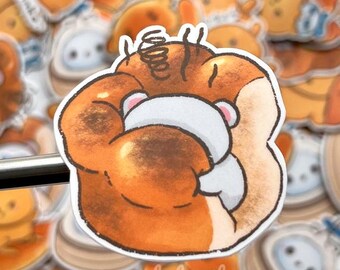 Funny Burnt Toast Bear Sticker: Kawaii Vinyl Decal