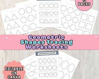 Preschool Geometric Shape Tracing Worksheets Printable Activities for Kids Toddler Kindergarten Learning  Homeschool Educational Practice