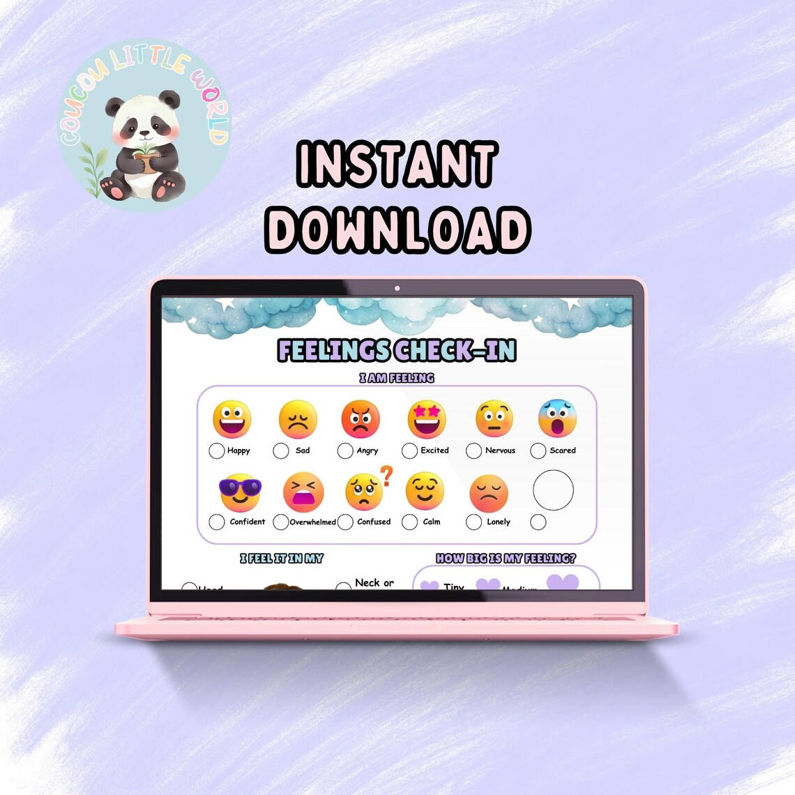 Feeling Check in Worksheet for Kids Emotional Regulation Tracker Daily ...