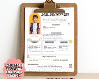 All About Me Printable for Special Needs, Autism, ADHD, Editable Template, Back to School, Teacher Resource