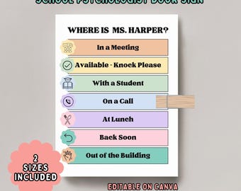 School Psychologist Door Sign Printable, Customizable Office Decor, Unique Gift for Counselors and Teachers