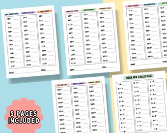 Hojas de multiplicación imprimibles, tablas de multiplicar en blanco, ejercicios de matemáticas, rellenar espacios en blanco, respuestas