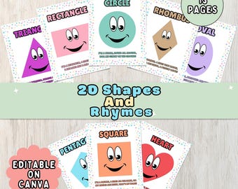 2D Shapes Posters for Kids Fun Rhymes & Printable Activities for Kindergarten school homeschool Math Learning