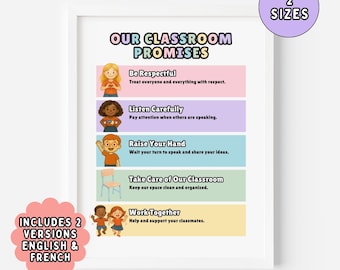 Classroom Rules Printable Our Classroom Promises Posters, Educational Classroom Decor, Behavior Expectations, Instant Download Art