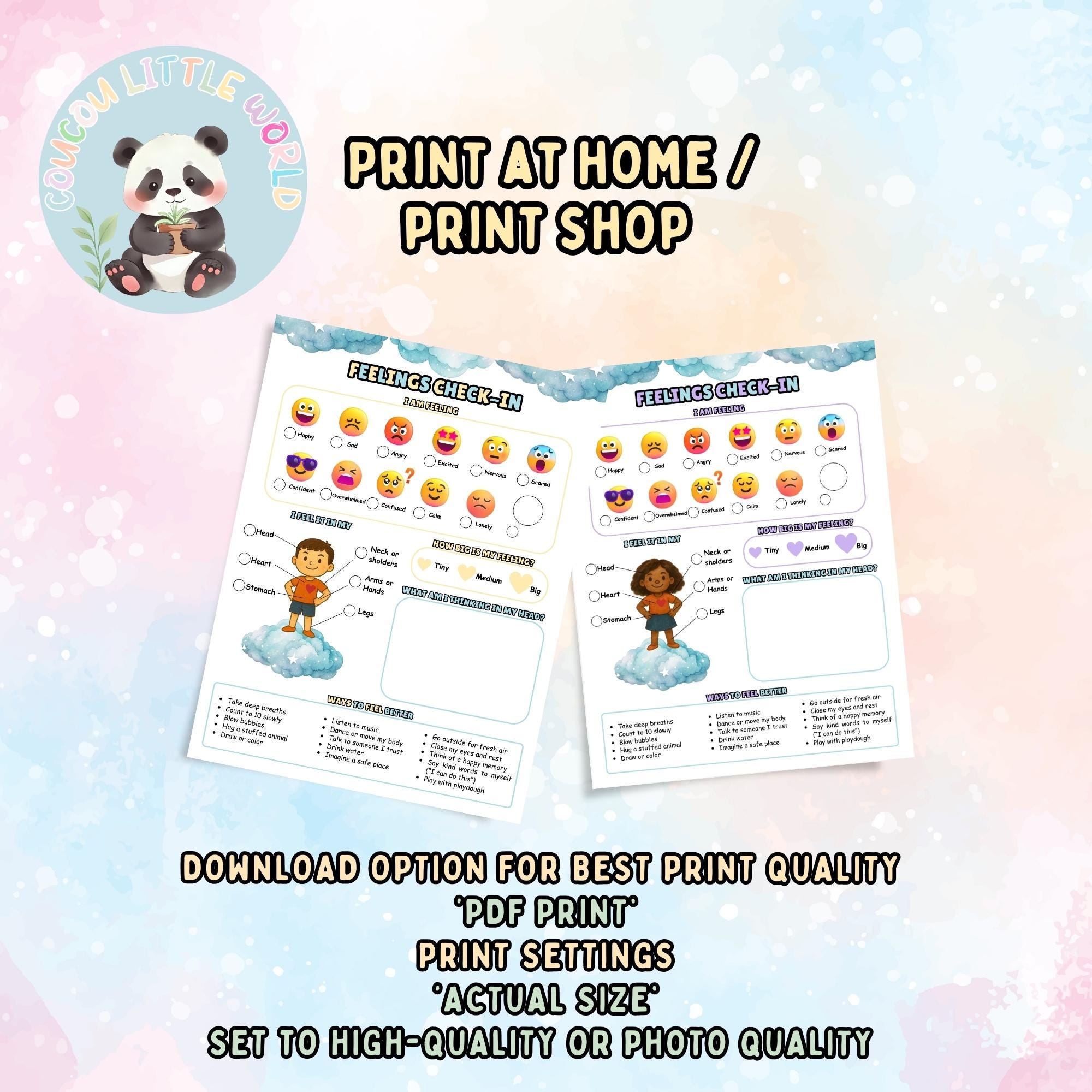 Feeling Check in Worksheet for Kids Emotional Regulation Tracker Daily ...