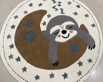 Hand-Tufted Panda Wool Rug for Kids' Room, Childrens Kids Play Mat,Custom Carpet