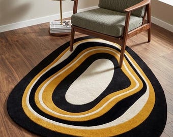Hand Tufted Wool Rug, Irregular Shaped Rug, for Living-Room & Bedroom 5x8 6x9 8x10 9x12