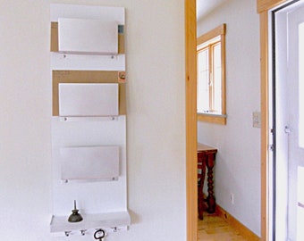 Modern Wall Mount Mail Organizer with Shelf and Key Hooks